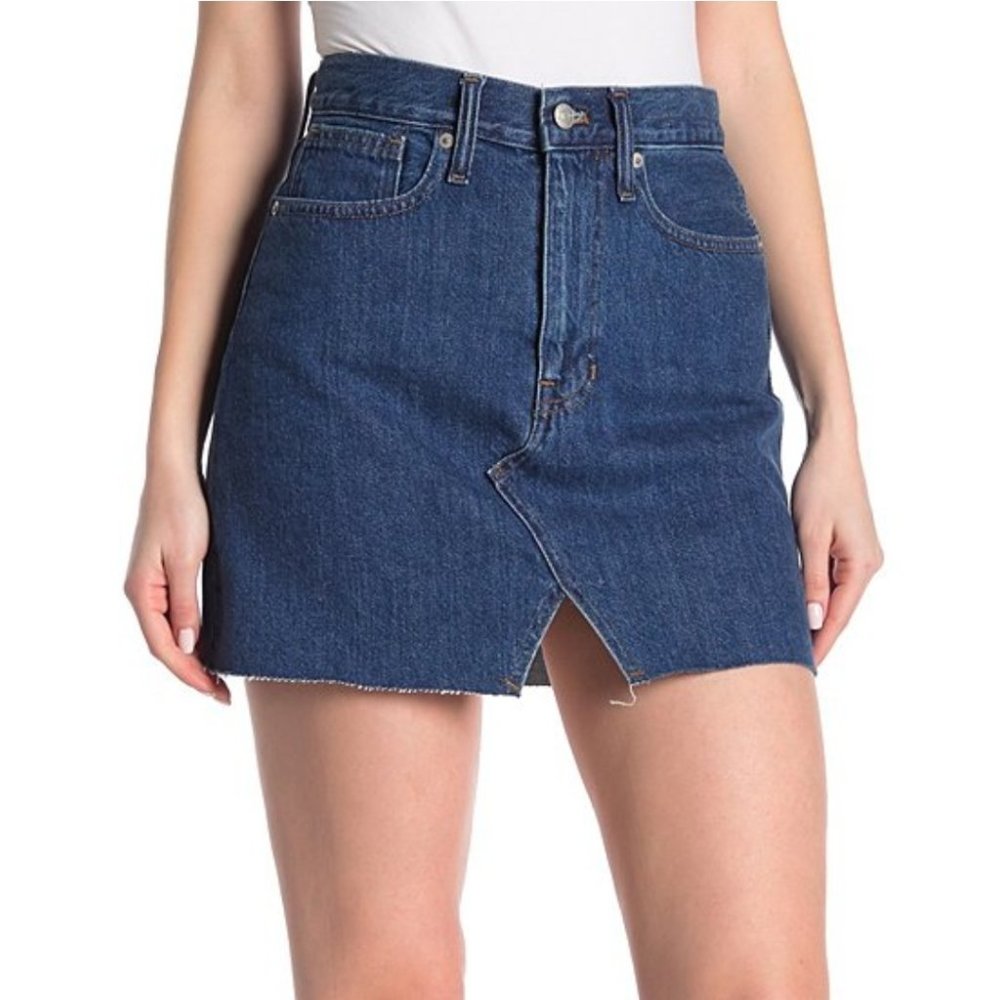 NWT MADEWELL Blue Denim Rigid A-Line Mini